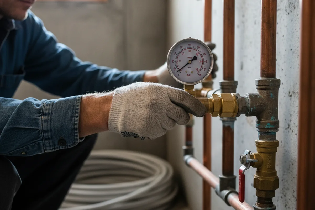 Pressure testing a repaired line during Water Line Repair in Dover
